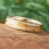White Gold Wedding Band With Oak And Olive Wood
