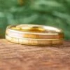 Double Inlay Wood Wedding Band In 14k Yellow Gold -Johan Jewelry Shop E5437YGArtCropped 1