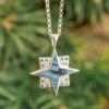 Mokume Compass Necklace In Sterling Silver