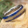 Lapis Lazuli And Guitar String Wedding Band For Musicians -Johan Jewelry Shop E5440ArtCropped 2