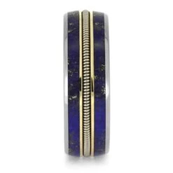 Lapis Lazuli And Guitar String Wedding Band For Musicians -Johan Jewelry Shop E5440 2