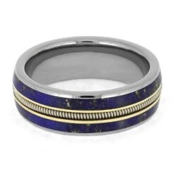 Lapis Lazuli And Guitar String Wedding Band For Musicians -Johan Jewelry Shop E5440 4