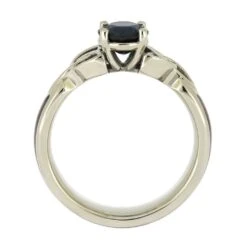 Wooden Celtic Engagement Ring With Trinity Knots And Dark Blue Sapphire 14 Wooden Celtic Engagement Ring With Trinity Knots And Dark Blue Sapphire -Johan Jewelry Shop E5442WG 5