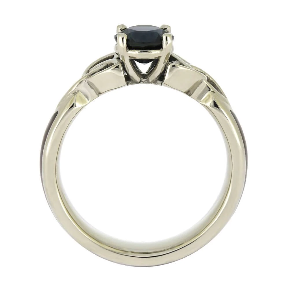 Wooden Celtic Engagement Ring With Trinity Knots And Dark Blue Sapphire 8 Wooden Celtic Engagement Ring With Trinity Knots And Dark Blue Sapphire - Image 6