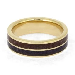 Twin Birthstone Ring With Ruby And Amethyst In Yellow Gold -Johan Jewelry Shop E5445YG 4