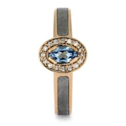 Meteorite Engagement Ring With Topaz And Halo In Rose Gold 11 Meteorite Engagement Ring With Topaz And Halo In Rose Gold -Johan Jewelry Shop E5446RG 2