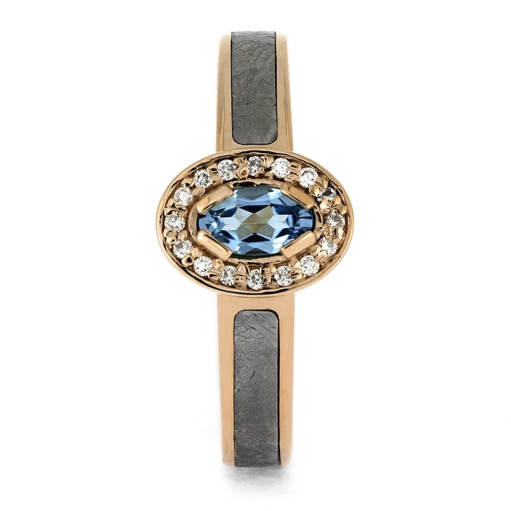 Meteorite Engagement Ring With Topaz And Halo In Rose Gold 5 Meteorite Engagement Ring With Topaz And Halo In Rose Gold - Image 3
