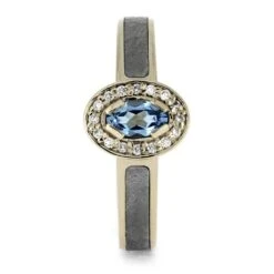 White Gold Halo Engagement Ring With Meteorite And Topaz 11 White Gold Halo Engagement Ring With Meteorite And Topaz -Johan Jewelry Shop E5446WG 2