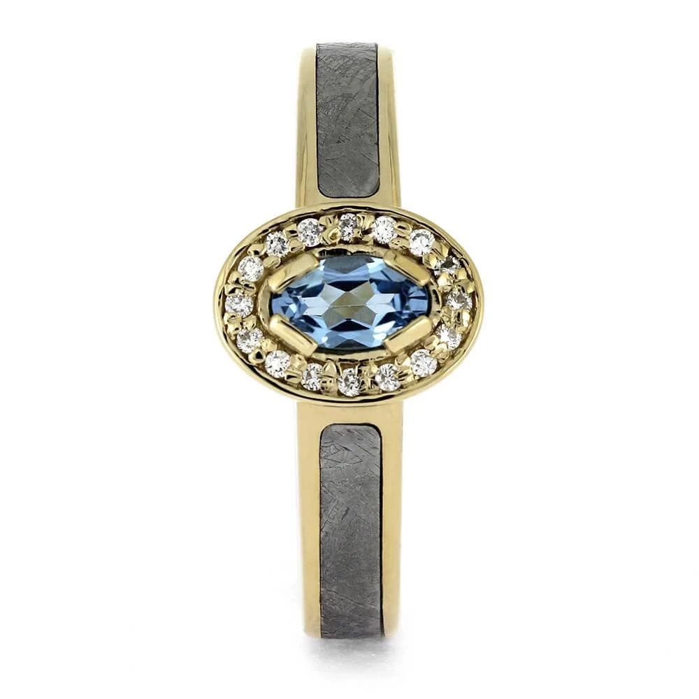 Yellow Gold Engagement Ring With Meteorite And Topaz 5 Yellow Gold Engagement Ring With Meteorite And Topaz - Image 3