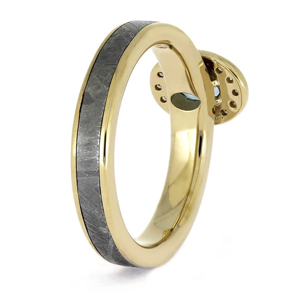 Yellow Gold Engagement Ring With Meteorite And Topaz 6 Yellow Gold Engagement Ring With Meteorite And Topaz - Image 4