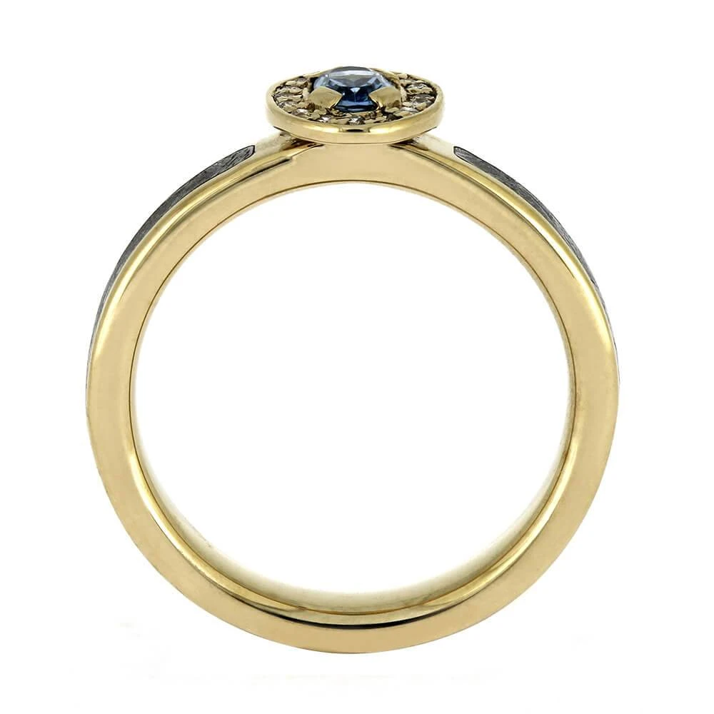 Yellow Gold Engagement Ring With Meteorite And Topaz 7 Yellow Gold Engagement Ring With Meteorite And Topaz - Image 5