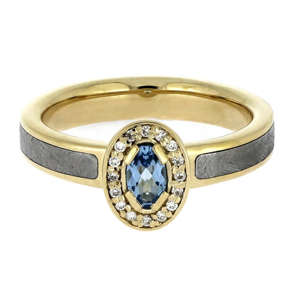 Yellow Gold Engagement Ring With Meteorite And Topaz 8 Yellow Gold Engagement Ring With Meteorite And Topaz - Image 6