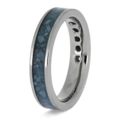 Diamond Wedding Band With Turquoise Inlay -Johan Jewelry Shop E5449 3