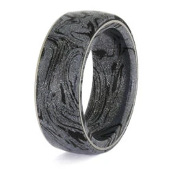 Cobaltium Mokume Gane Wedding Band With Titanium Edge -Johan Jewelry Shop E5450 3
