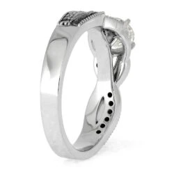 Platinum And Meteorite Engagement Ring With Twist Design -Johan Jewelry Shop E5451 3