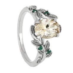 Pink & Green Engagement Ring With Morganite And Emeralds -Johan Jewelry Shop E5456Morganite 1