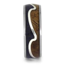 Wavy Wedding Band With Crushed Lapis And Koa Wood 10 Wavy Wedding Band With Crushed Lapis And Koa Wood -Johan Jewelry Shop E5460 2
