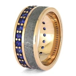 Rose Gold Eternity Band With Blue Sapphire And Meteorite 10 Rose Gold Eternity Band With Blue Sapphire And Meteorite -Johan Jewelry Shop E5465RG 3