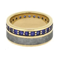 Meteorite Eternity Band With Blue Sapphires In Yellow Gold 11 Meteorite Eternity Band With Blue Sapphires In Yellow Gold -Johan Jewelry Shop E5465YG 4