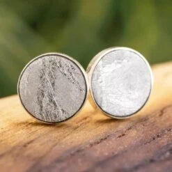 Gibeon Meteorite Stud Earrings In Silver