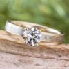 1.0 CT Engagement Ring With Meteorite In White Gold -Johan Jewelry Shop E54721.0CTArtCropped 2