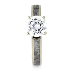 1.5 CT Wedding Ring, White Gold And Meteorite Solitaire -Johan Jewelry Shop E54721.5CT 2