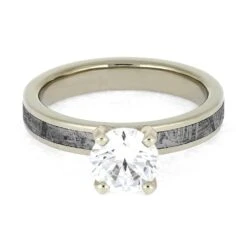 1.5 CT Wedding Ring, White Gold And Meteorite Solitaire -Johan Jewelry Shop E54721.5CT 4