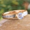0.75 CT Diamond Solitaire With Meteorite In 14k Rose Gold -Johan Jewelry Shop E5472RG0.75CTArtCropped 2