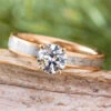 1.0 CT Rose Gold Engagement Ring With Meteorite -Johan Jewelry Shop E5472RG1.0CTArtCropped 2