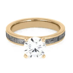 2.0 CT Diamond Engagement Ring With Gibeon Meteorite In Rose Gold -Johan Jewelry Shop E5472RG2.0CT 4