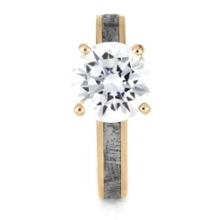 3.0 CT Rose Gold Diamond Solitaire With Meteorite -Johan Jewelry Shop E5472RG3.0CT 2