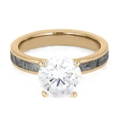 3.0 CT Rose Gold Diamond Solitaire With Meteorite -Johan Jewelry Shop E5472RG3.0CT 4