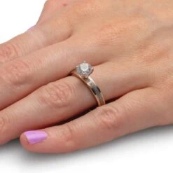 1.0 CT Diamond Engagement Ring With Meteorite In Yellow Gold -Johan Jewelry Shop E5472RGMT1.0CTHandshotCropped 34ae288b 2f44 440c bd4b 63398d0bef96