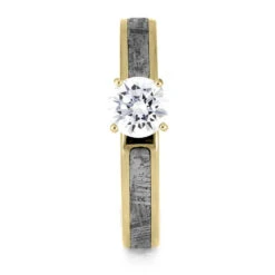 0.5 CT Diamond Solitaire With Meteorite In Yellow Gold 11 0.5 CT Diamond Solitaire With Meteorite In Yellow Gold -Johan Jewelry Shop E5472YG0.5CT 2