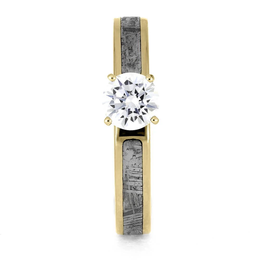 0.5 CT Diamond Solitaire With Meteorite In Yellow Gold 5 0.5 CT Diamond Solitaire With Meteorite In Yellow Gold - Image 3