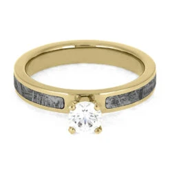 0.5 CT Diamond Solitaire With Meteorite In Yellow Gold 13 0.5 CT Diamond Solitaire With Meteorite In Yellow Gold -Johan Jewelry Shop E5472YG0.5CT 4