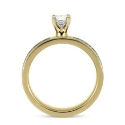 0.5 CT Diamond Solitaire With Meteorite In Yellow Gold 14 0.5 CT Diamond Solitaire With Meteorite In Yellow Gold -Johan Jewelry Shop E5472YG0.5CT 5