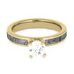 1.0 CT Diamond Engagement Ring With Meteorite In Yellow Gold -Johan Jewelry Shop E5472YG1.0CT 4