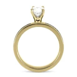 1.0 CT Diamond Engagement Ring With Meteorite In Yellow Gold -Johan Jewelry Shop E5472YG1.0CT 5