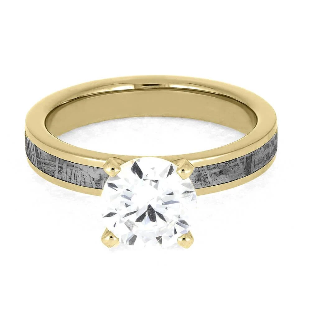 2.0 CT Diamond And Meteorite Engagement Ring In Yellow Gold 7 2.0 CT Diamond And Meteorite Engagement Ring In Yellow Gold - Image 5
