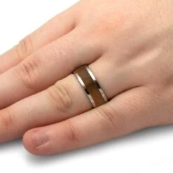 Orange Ring With Colored Sand Inlay In Titanium -Johan Jewelry Shop E5476OrangeHandshot 1