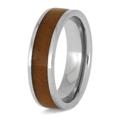 Orange Ring With Colored Sand Inlay In Titanium -Johan Jewelry Shop E5476Orange 3