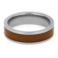 Orange Ring With Colored Sand Inlay In Titanium -Johan Jewelry Shop E5476Orange 4