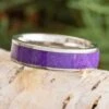 Purple Sand And Titanium Wedding Band -Johan Jewelry Shop E5476PurpleArtCropped 3