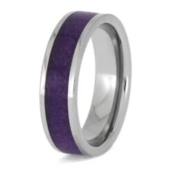 Purple Sand And Titanium Wedding Band -Johan Jewelry Shop E5476Purple 3