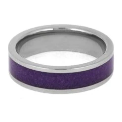 Purple Sand And Titanium Wedding Band -Johan Jewelry Shop E5476Purple 4