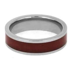 Red Sand And Titanium Wedding Band 12 Red Sand And Titanium Wedding Band -Johan Jewelry Shop E5476Red 4