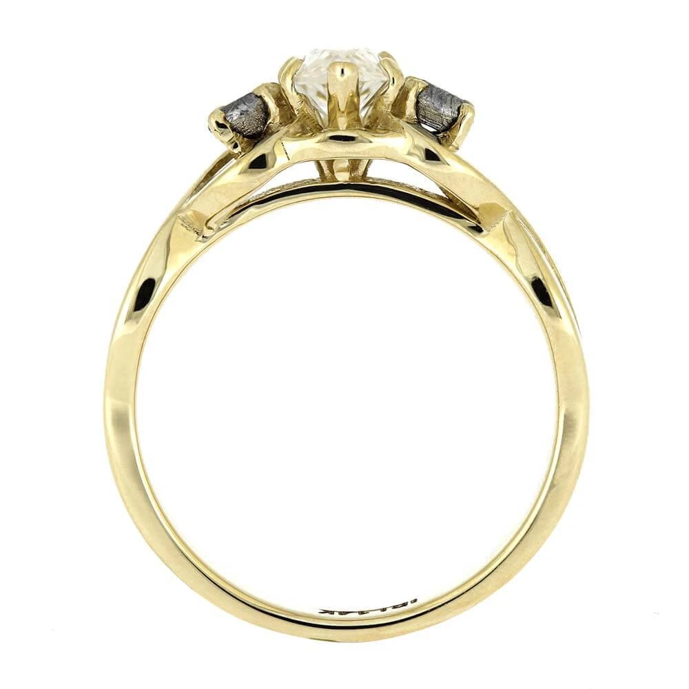 Marquise Cut Engagement Ring With Twist Shank And Meteorite Stones 7 Marquise Cut Engagement Ring With Twist Shank And Meteorite Stones - Image 5