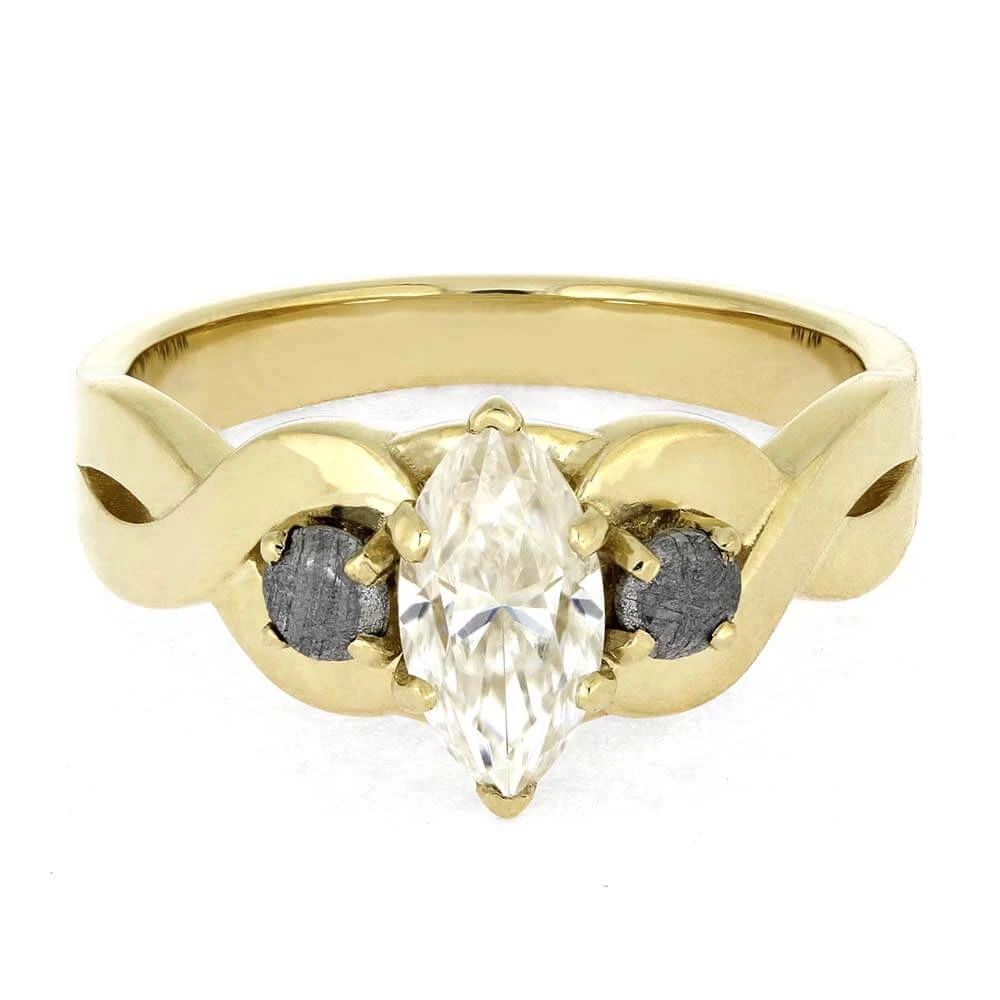 Marquise Cut Engagement Ring With Twist Shank And Meteorite Stones 8 Marquise Cut Engagement Ring With Twist Shank And Meteorite Stones - Image 6