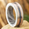 Sapphire And Meteorite Wedding Band With Mokume Sleeve